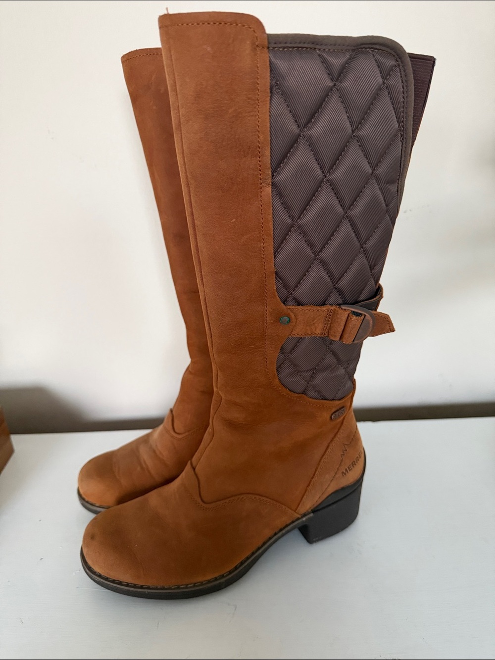 Merrell Women's Tall Quilted Panel Leather Boots - Brown